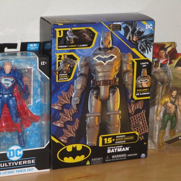 Wholesale Lot of 3 Action figures Lex Luthor Batman Battle Strike Aquaman New - Picture 1 of 6